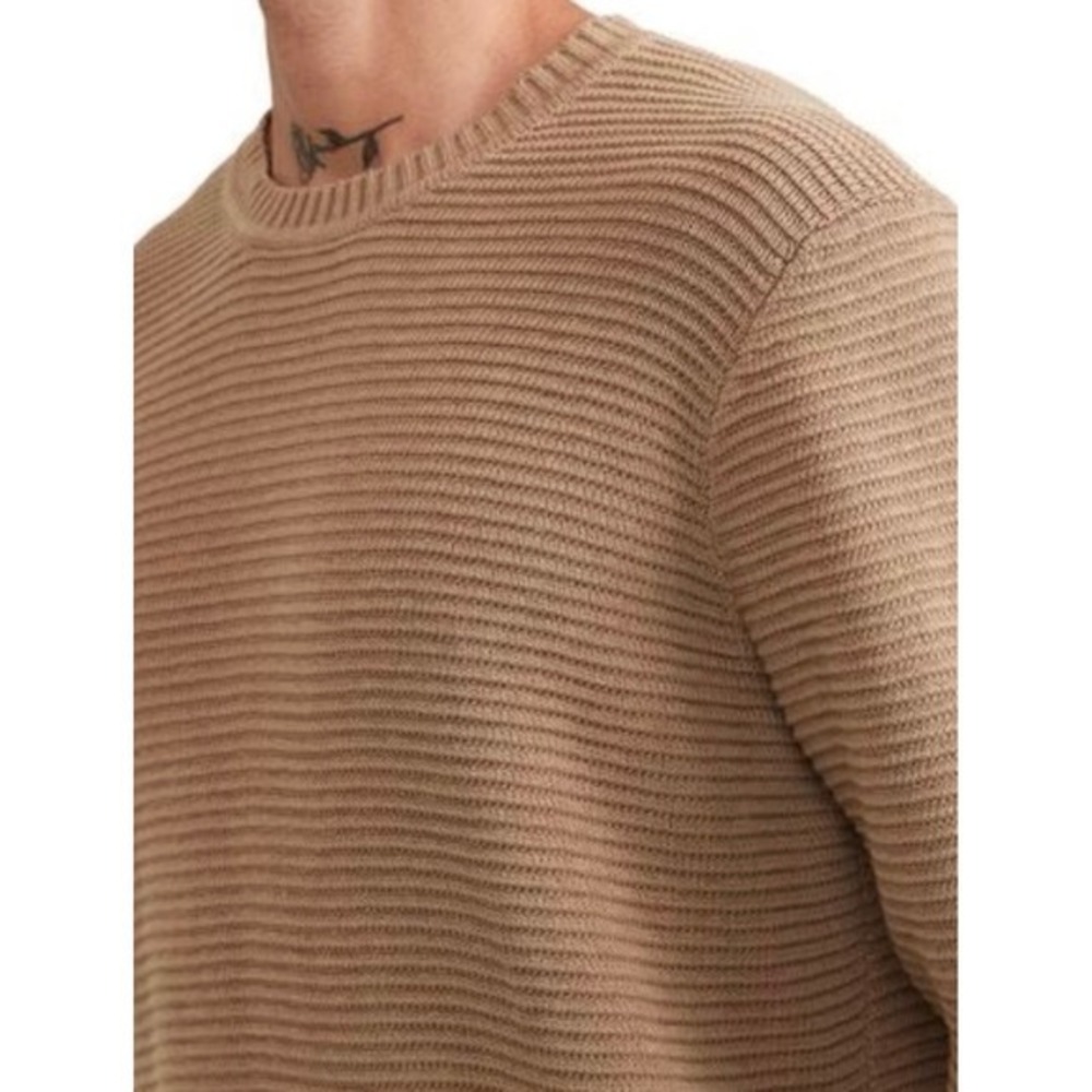 Marine Layer Garment Dye Crew Neck Sweater Tan Brown Knit Men's Size Large - Picture 2 of 8